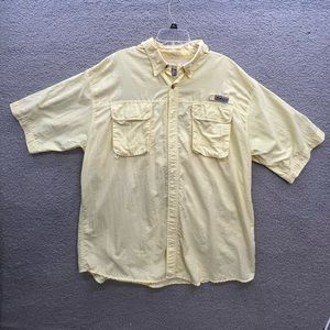 Bimini Bay Button Up Vented FIshing Hiking Shirt Mens 2XL Yellow Short Sleeve